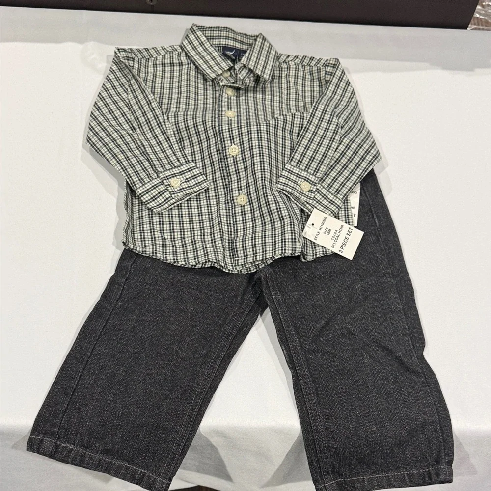 Nautica Plaid Shirt and jeans. Size 18M.
